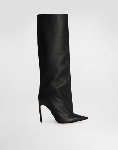 Dolce & Gabbana Black Calf Leather Boots In Black