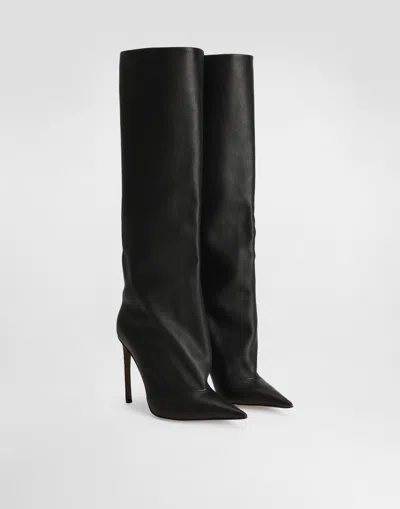 Dolce & Gabbana Black Calf Leather Boots In Black