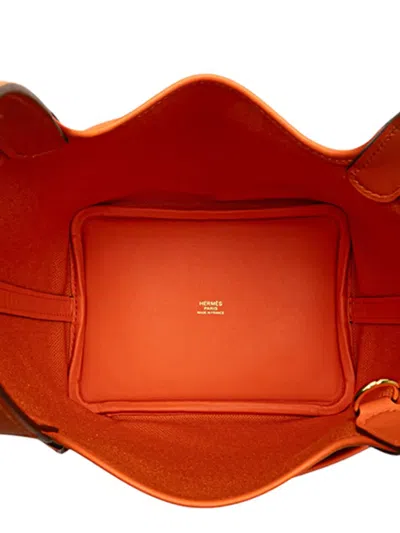 Pre-owned Hermes 2022 Toile Goeland And Swift Cargo Picotin Lock 18 Handbag In Orange