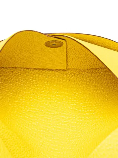 Pre-owned Hermes 2022 Chevre Mysore Calvi Card Holder Coin Pouch In Yellow