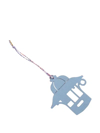 Pre-owned Hermes 2021-2025 Clemence And Chevre Chamkila Petit 3h Kiosk Bag Charm In Blue