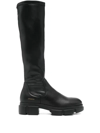 Copenhagen Black Vegan Leather Stretch Boots In Black