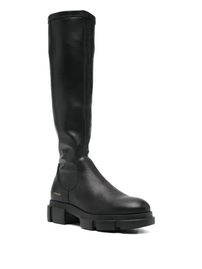 Copenhagen Black Vegan Leather Stretch Boots In Black