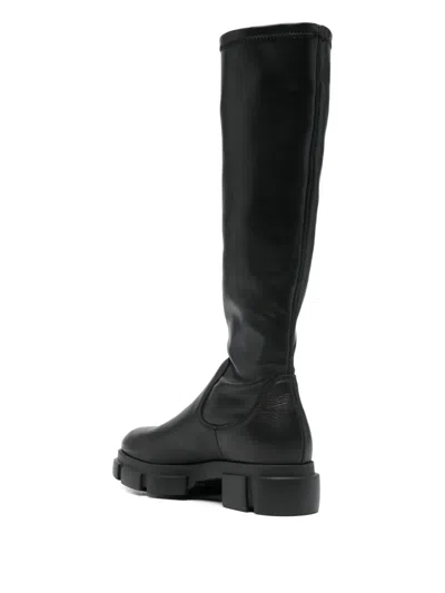 Copenhagen Black Vegan Leather Stretch Boots In Black