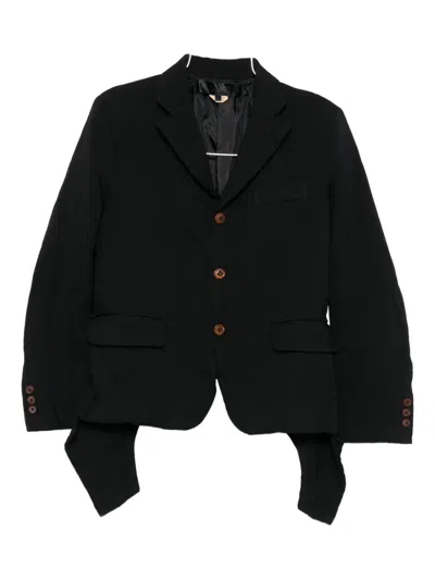 Comme Des Garçons Draped Panel Twill Jacket In Black