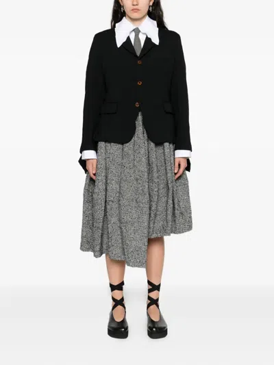 Comme Des Garçons Draped Panel Twill Jacket In Black