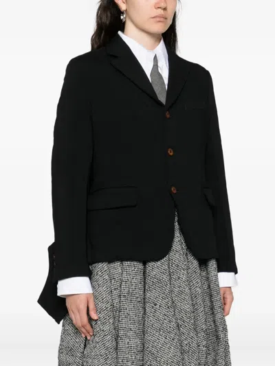 Comme Des Garçons Draped Panel Twill Jacket In Black