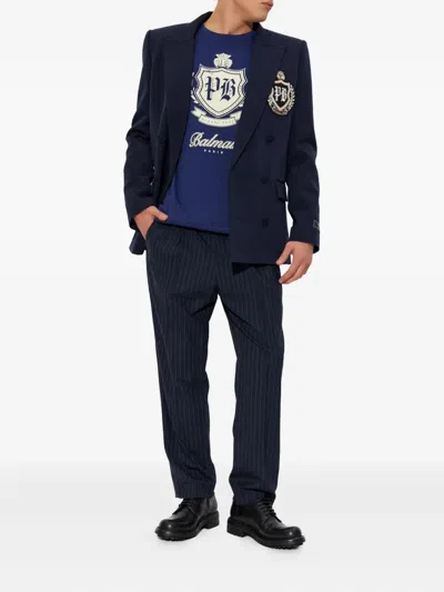 Balmain Long-sleeved Sweatshirt In Blue