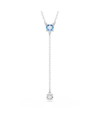 Swarovski Stilla Attract Rhodium Plated Y Necklace In Silver
