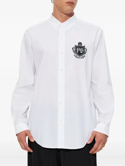 Balmain Emblem Buttoned Shirt In White