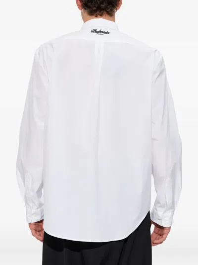 Balmain Emblem Buttoned Shirt In White