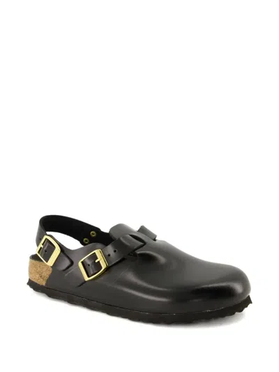 Birkenstock Amalfi Leather Sandals Oversized Buckle In Black