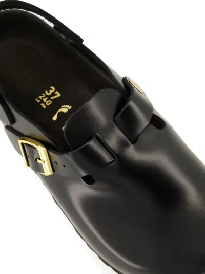 Birkenstock Amalfi Leather Sandals Oversized Buckle In Black