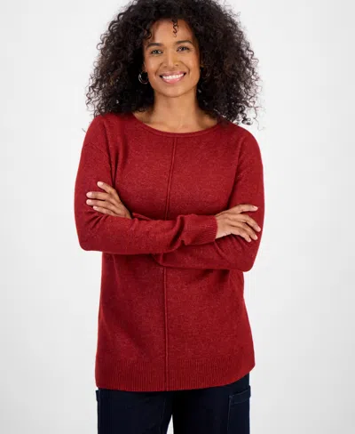 Style & Co Petite Seam-front Boat-neck Sweater, Macy's Exclusive In Red