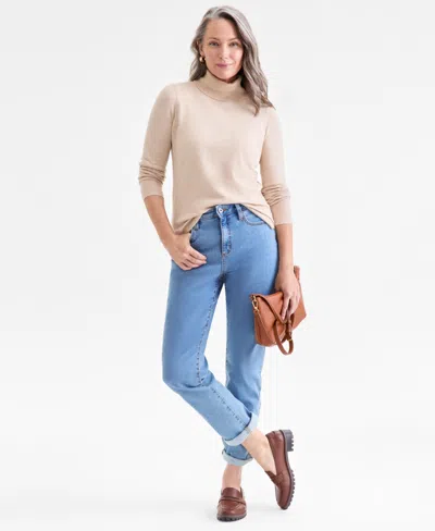Style & Co Women's Long-sleeve Turtleneck Sweater, Created For Macy's In Pink