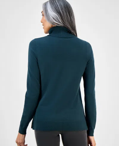 Style & Co Women's Long-sleeve Turtleneck Sweater, Created For Macy's In Green