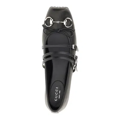 Gucci Ppa Leather Ballet Flats With Horsebit In Black