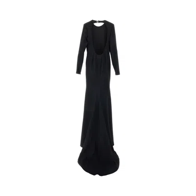 Gucci Crepe Open-back Long Dress In Black