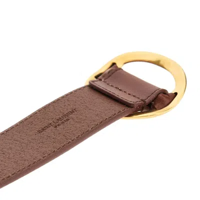 Saint Laurent Leather Belt With Rounded Buckle In Brown