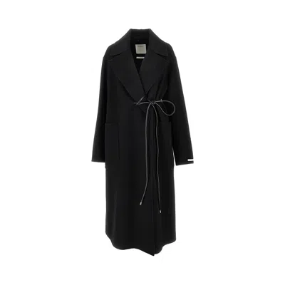 Sportmax Wrap Coat In Pure Wool Drap Double Fabric In Black