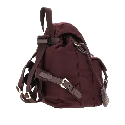 Prada Bordeaux Re-nylon Backpack With Golden Hardware In Red