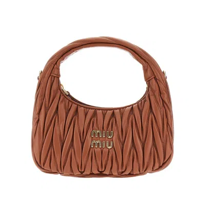 Miu Miu Small Miu Wander Hobo Bag In Brown