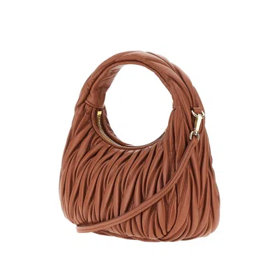 Miu Miu Small Miu Wander Hobo Bag In Brown
