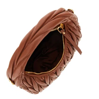 Miu Miu Small Miu Wander Hobo Bag In Brown