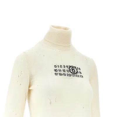 Mm6 Maison Margiela Mm6 By Maison Margiela Cream Virgin Wool Turtleneck Sweater In White