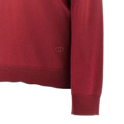 Gucci Women Ultrafine Wool Polo Shirt In Burgundy
