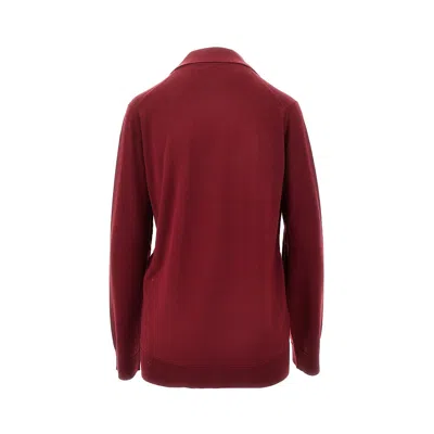 Gucci Women Ultrafine Wool Polo Shirt In Burgundy