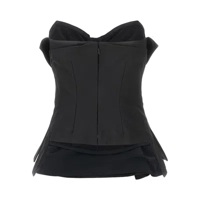 Alexander Mcqueen Silk Blend Corset In Black