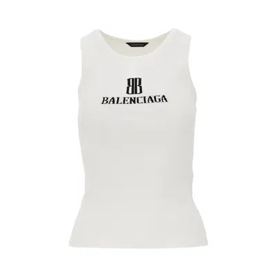 Balenciaga White Nano Bb Tank Top In Black