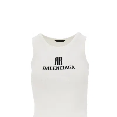 Balenciaga White Nano Bb Tank Top In Black