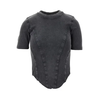 Balenciaga Washed Black Corset-style T-shirt In Gray