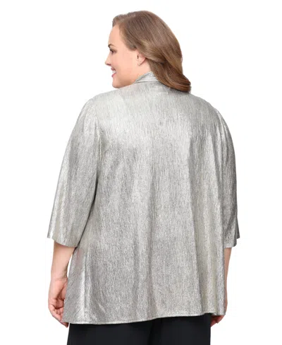 Alex Evenings 8427715 Plus Size Two Piece Jacket Formal Top In Silver