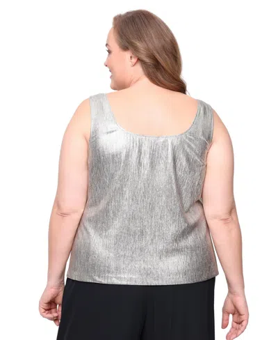 Alex Evenings 8427715 Plus Size Two Piece Jacket Formal Top In Silver