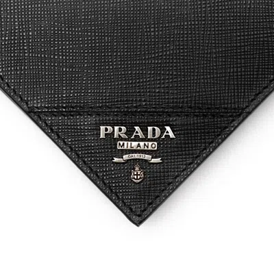 Prada Saffiano Leather Billfold Wallet In Black