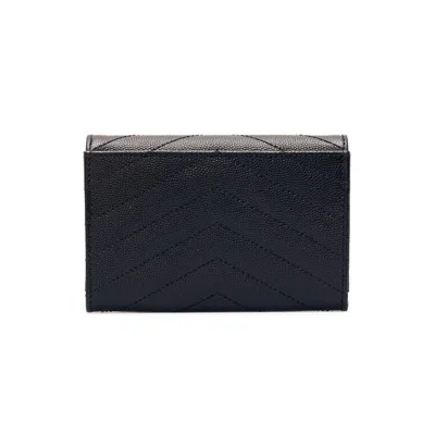 Saint Laurent Grain De Poudre Leather Wallet In Black