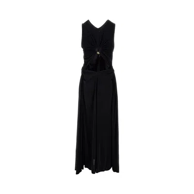 Bottega Veneta Long Dress In Viscose Jersey With Knot Ring In Black