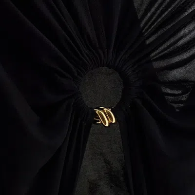 Bottega Veneta Long Dress In Viscose Jersey With Knot Ring In Black