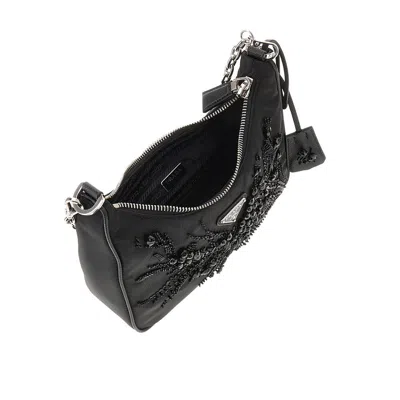 Prada Re-edition Shoulder Bag Chain Strap In Black