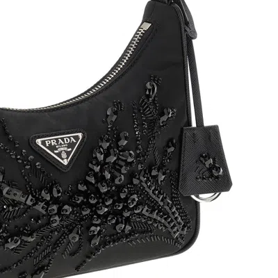Prada Re-edition Shoulder Bag Chain Strap In Black