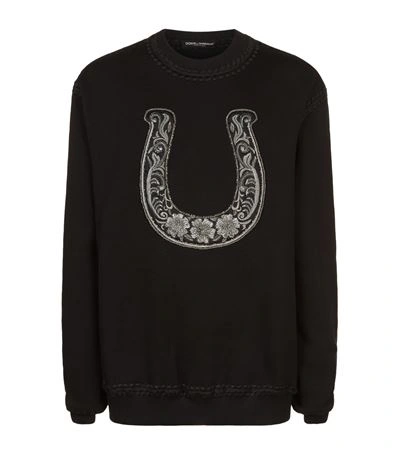 Shop Dolce & Gabbana Embroidered Horseshoe Sweatshirt