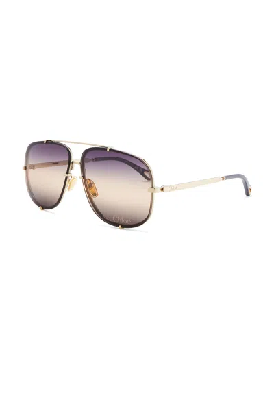 Chloé Square Frame Sunglasses Gradient Lenses In Brown