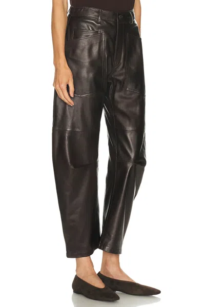 Nili Lotan Mid-rise Barrel Leg Lammleder-hose Shon Leather In Brown