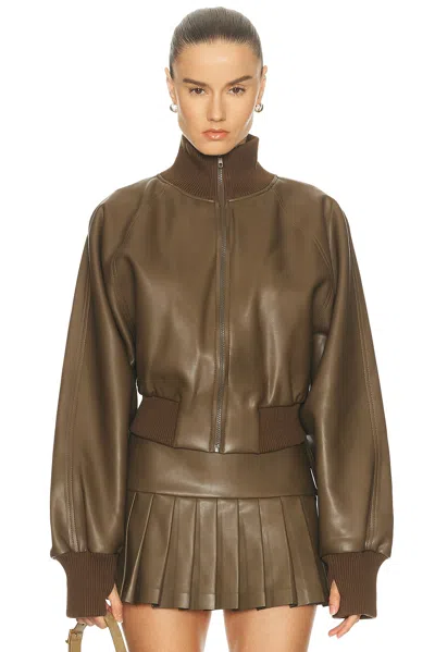 Norma Kamali Oversized Turtleneck Bomber Jacket To Waist In Brown