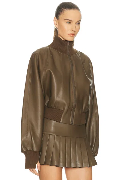 Norma Kamali Oversized Turtleneck Bomber Jacket To Waist In Brown