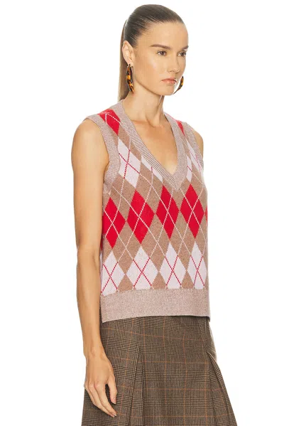 Re/done Argyle Vest In Red Combo In Multi