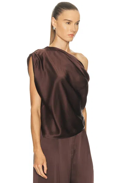 The Sei Asymmetrical Drape Top In Brown